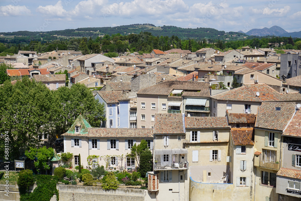 view of the old town of Vaison la Romaine in the south of France