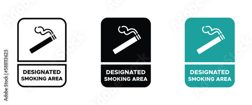 Designated smoking area vector signs set 