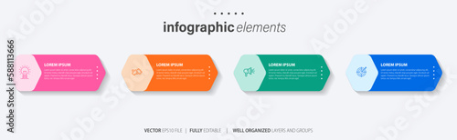 Creative concept for infographic with 4 steps, options, parts or processes. Business data visualization

