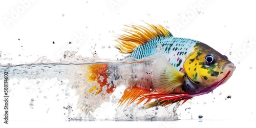 fish isolated on white with water, generative ai
