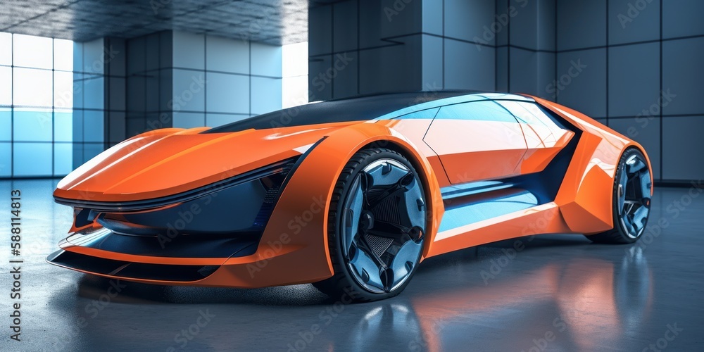 Futuristic electric sports design car, generative AI