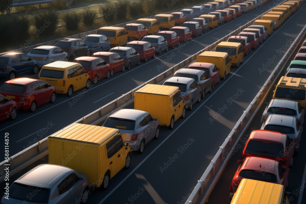 top view of traffic jam in the city, generative ai top view of traffic jam in the city, generative ai