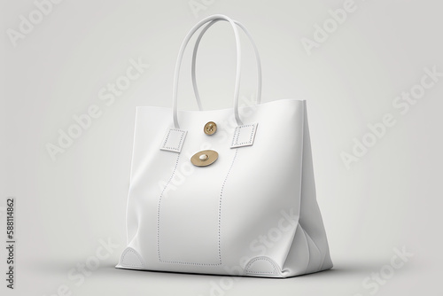 white tote bag on white background, product mock up, generative AI finalized in Photoshop by me