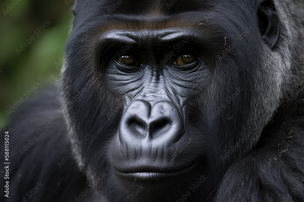 Close up of a Gorilla- made with generative ai