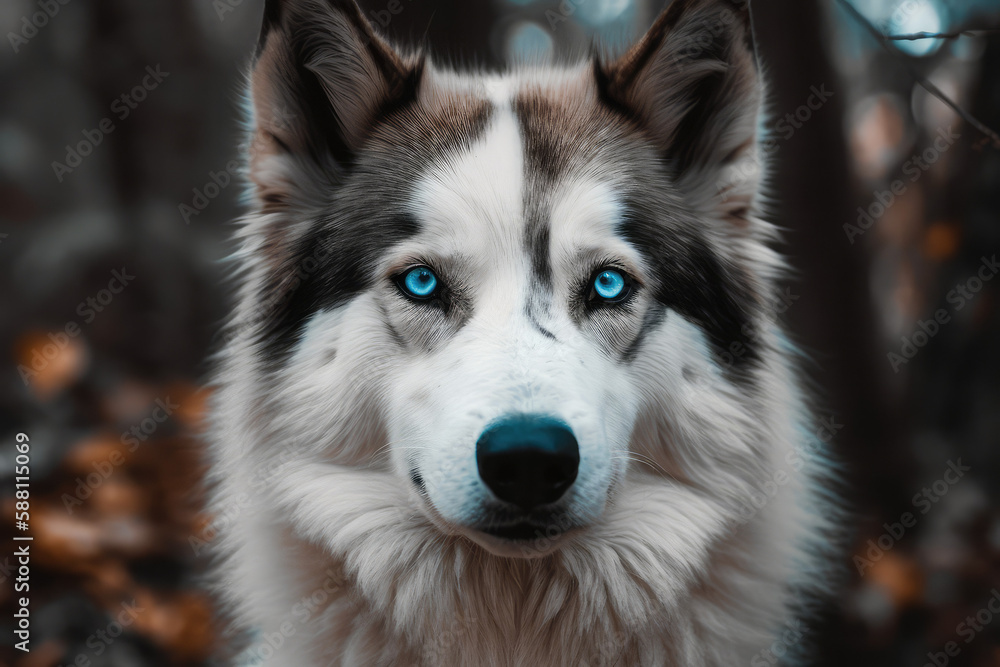 siberian husky dog with blue eyes - made with generative ai siberian husky dog with blue eyes - made with generative ai
