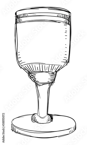 Sketch of a tall cup in hand drawn style over white background, Vector illustration