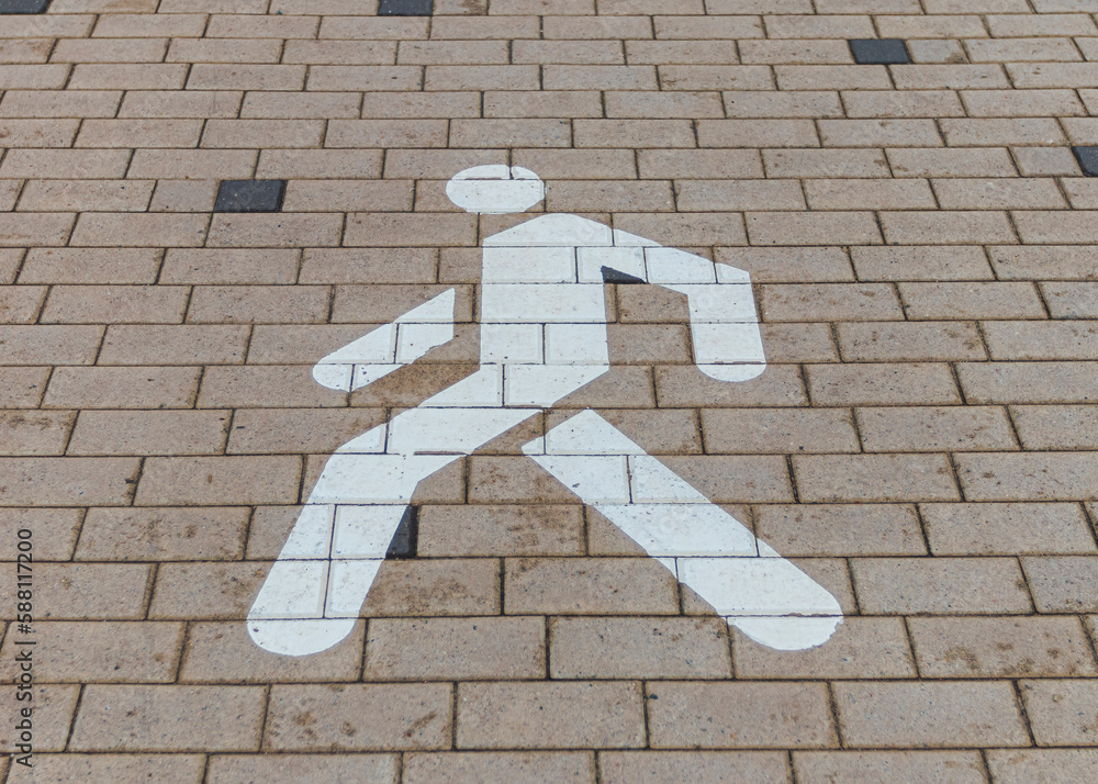 natural-light-the-silhouette-of-a-pedestrian-was-painted-with-white