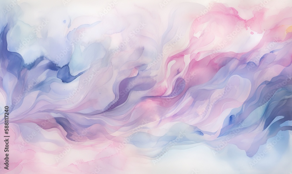  an abstract painting of blue, pink, and white colors.  generative ai