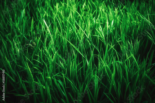 Green grass texture background. Generative AI.