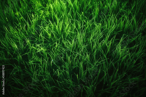 Green grass texture background. Generative AI.