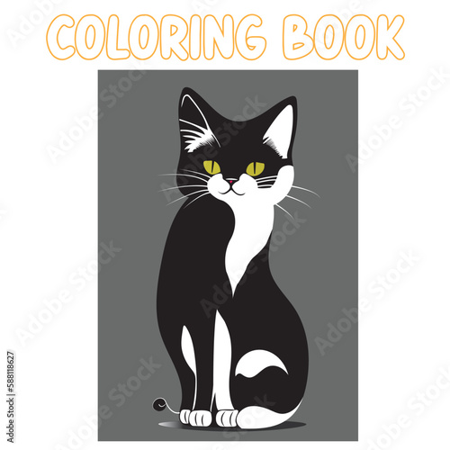 Fototapeta Naklejka Na Ścianę i Meble -  Cat vector animal coloring book for kids. Image, art, photo, icon  and illustration coloring page for childrens..