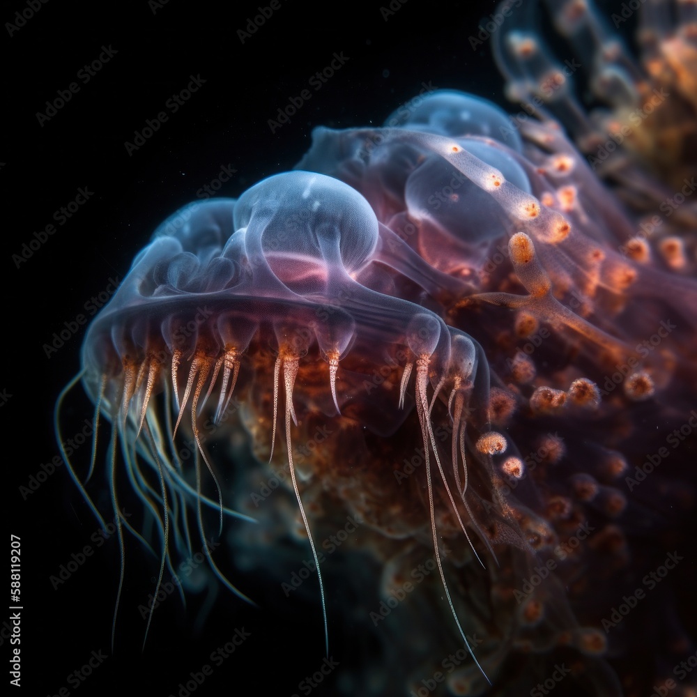 Vibrant Medusae, World's Most Stunning Jellyfish. Gen AI