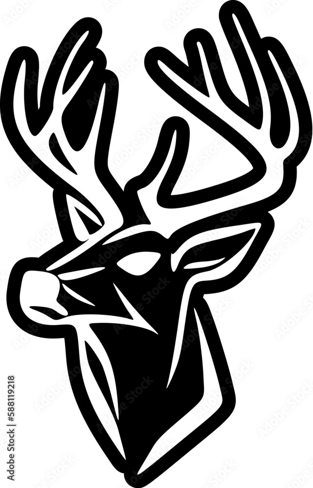 ﻿Simple vector logo with a black and white deer.