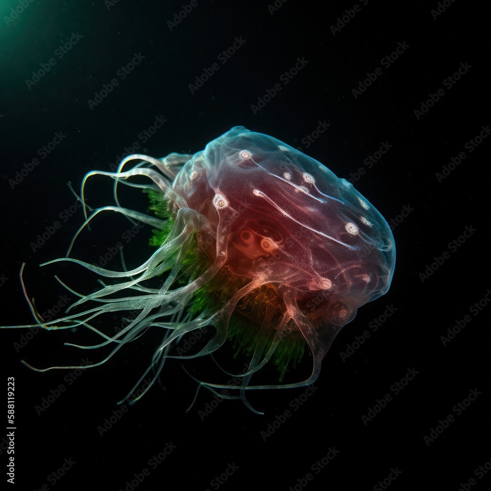 Fototapeta premium Vibrant Medusae, World's Most Stunning Jellyfish. Gen AI