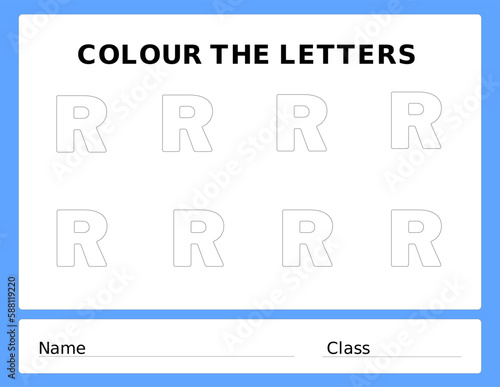 letters R. Educational worksheet Coloring book for Pre-Kindergarten illustration vector