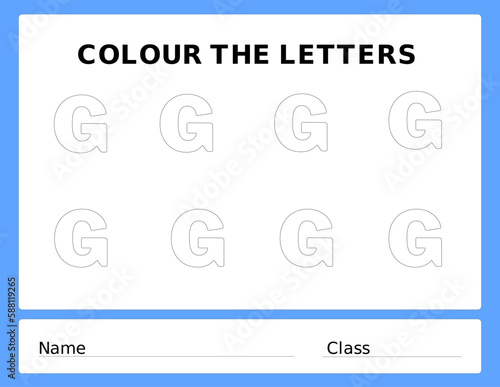 letters G. Educational worksheet Coloring book for Pre-Kindergarten illustration vector