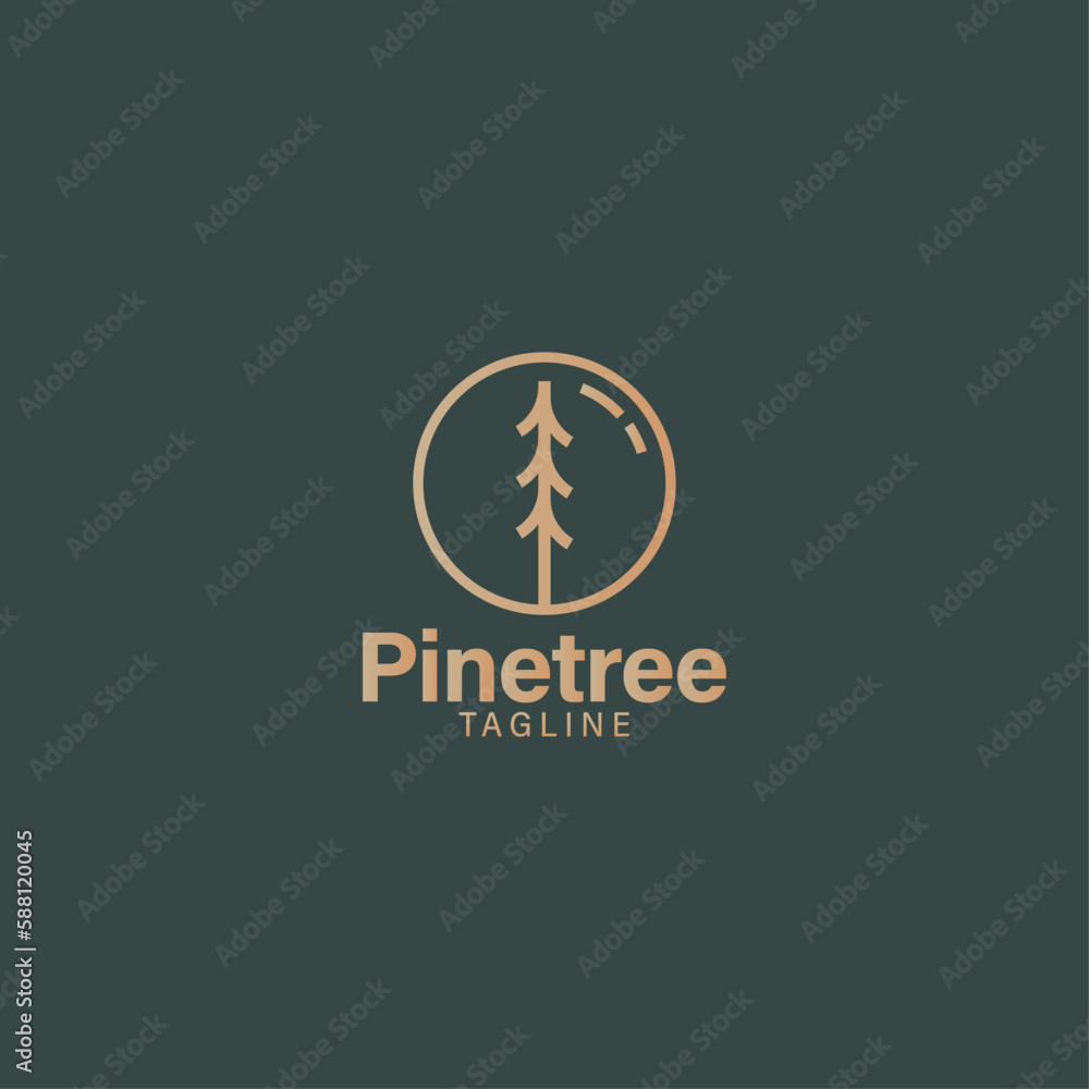 pine tree logo minimalist line modern