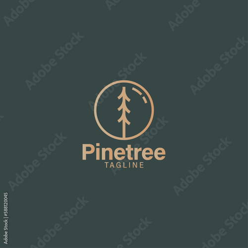 pine tree logo minimalist line modern