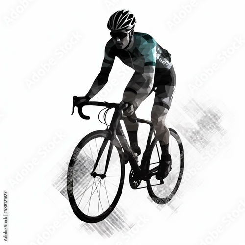 Athlete cyclists in silhouettes on transparent background. Road cyclist. Generative AI