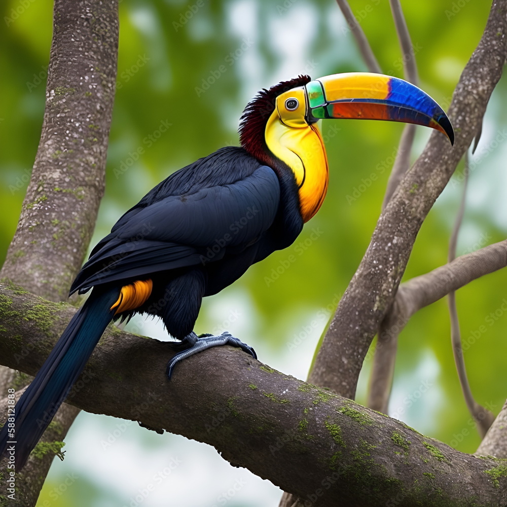Fototapeta premium toucan on a tree generative art