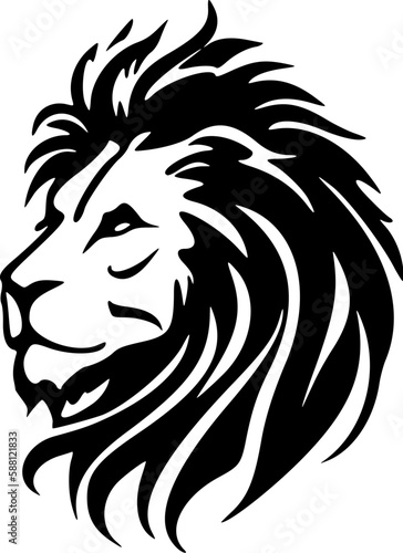 ﻿B&W vector lion logo, simple & elegant design.