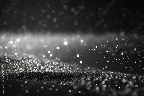 gray and silver colored glowing glow bokeh out of focus blurred particles and lights and waves. Abstract glamour high tech technology background. Generative AI © Distinctive Images