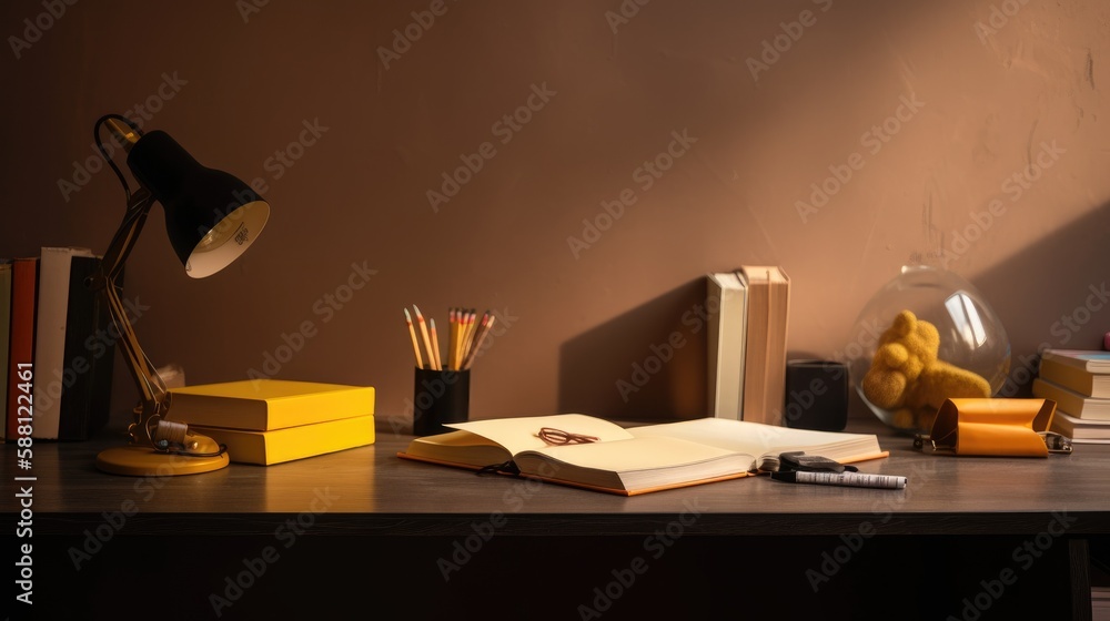 Clean, minimalist background with space for copy, featuring an arrangement of various educational items. Generative AI Clean, minimalist background with space for copy, featuring an arrangement of various educational items. Generative AI