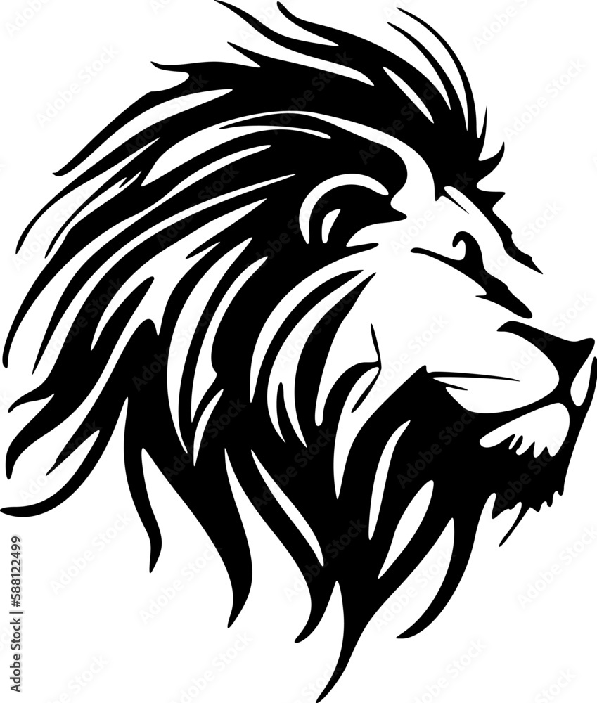﻿A vector logo of a lion, with a black and white, simple design.