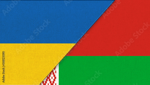 Flag of Ukraine. Ukrainian flag on fabric surface. National symbol of Ukraine