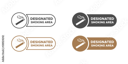  Designated smoking area flat vector signs