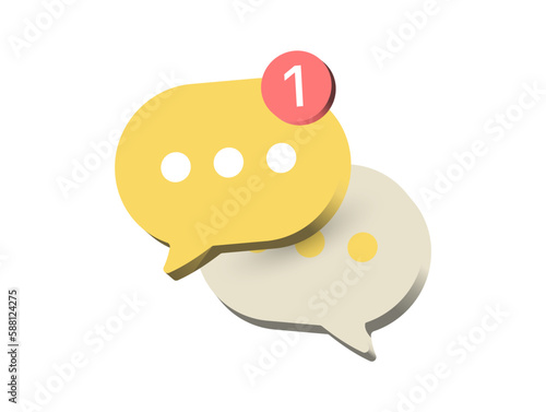 3d chat message speech bubble icon. message notification , social media communication concept icons - text chat box speech bubbles on white background. vector illustration
