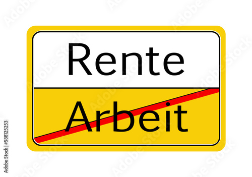 Schild Rente ja - Arbeit nein, Text in deutsch,
Wichtige Information!
Vektor Illustration isoliert auf weißem Hintergrund
