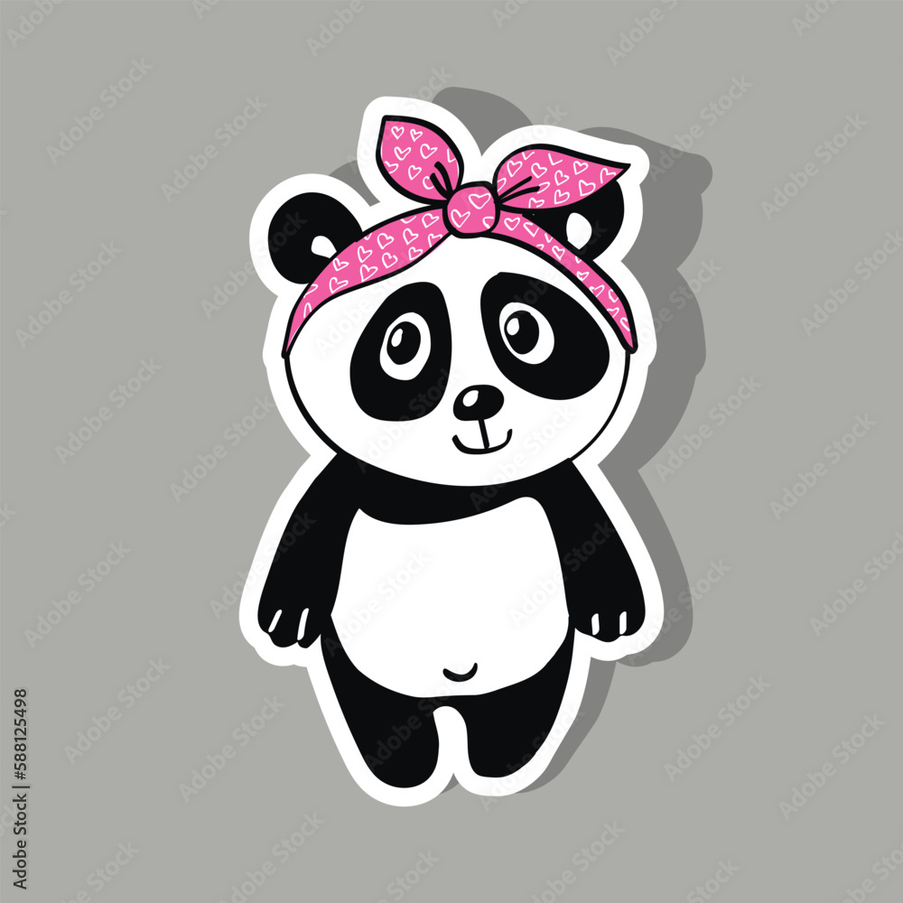 Cute Panda girl vector illustration