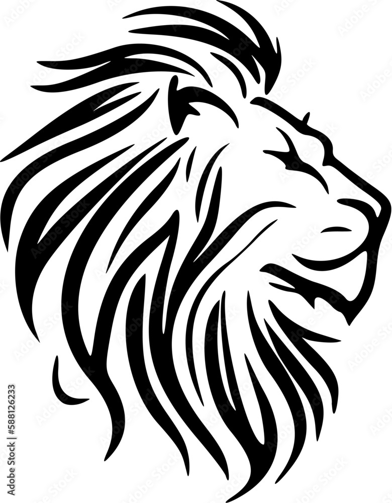 ﻿A vector logo of a lion in basic black and white.
