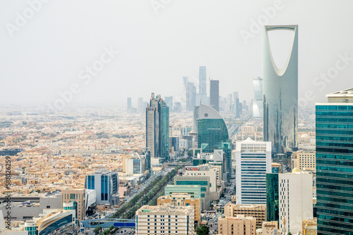 Fototapeta Aerial panorama of downtown of Riyadh city, Al Riyadh, Saudi Arabia