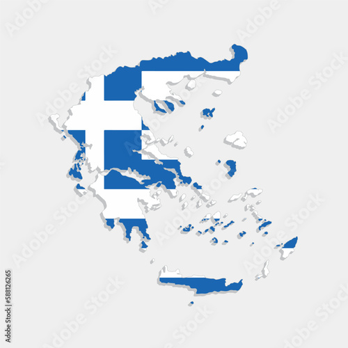 greece map with flag on gray background