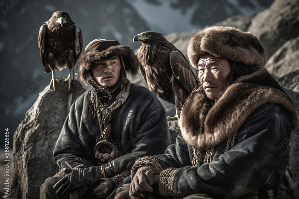 Mongolian eagle hunter, generative ai Mongolian eagle hunter, generative ai