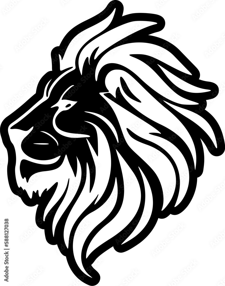 ﻿A visually minimalistic logo of a lion in black and white.