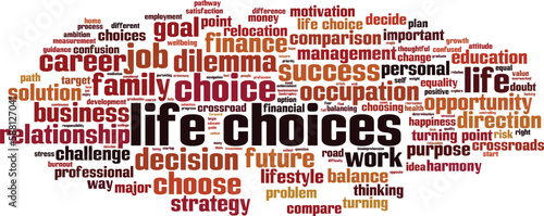 Life choices word cloud concept. Collage made of words about life choices. Vector illustration 