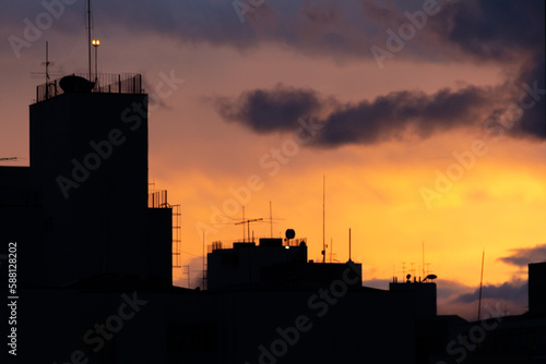 Sunset in the city of Sao Paulo  Brazil. image with blur.