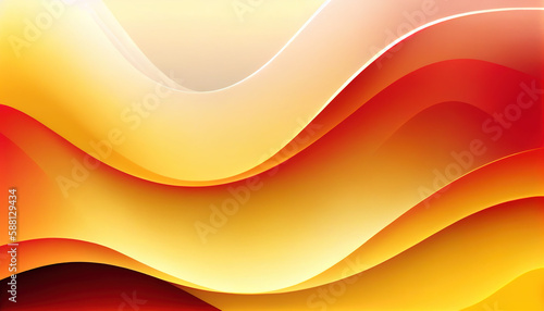 Abstract Shiny neon glass translucent wavy composition with gradient transition, red orange yellow beige elegant clean background - generative AI.