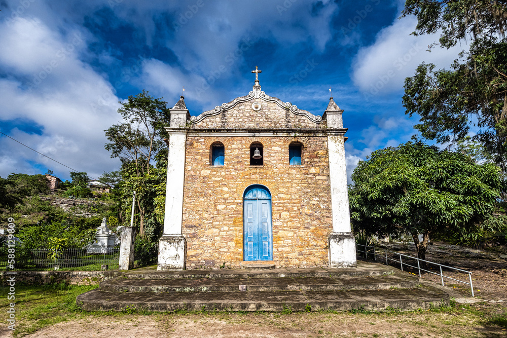 Church of San Sebastian in the village of Igatu, Chapada Diamantina, Andarai, Bahia in Brazil