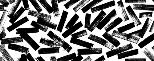 Brush strokes seamless pattern. Abstract background with diagonal brush strokes in different directions. Hand painted grunge texture. Retro monochrome vector ornament with bold lines.