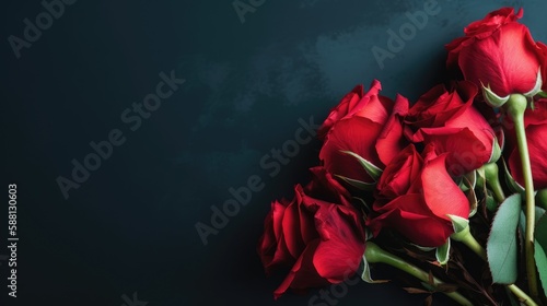 Wonderful roses on a color background. Space for copy. Generative AI