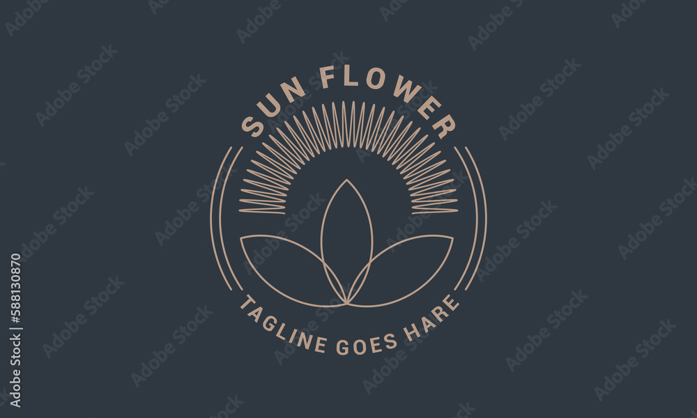 Fototapeta premium sunflower logo with unique and vintage design