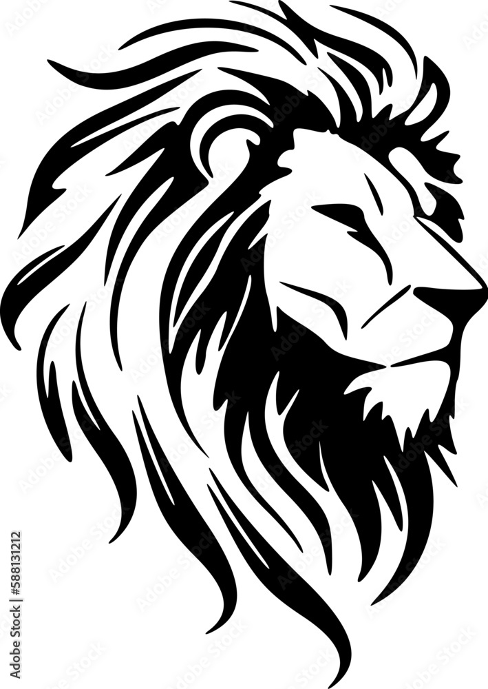 ﻿Minimalist vector logo featuring a black and white lion.