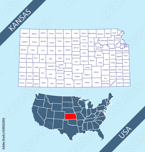 counties map of kansas labeled photo