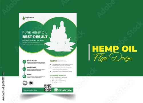 Hemp oil Flyer design template 