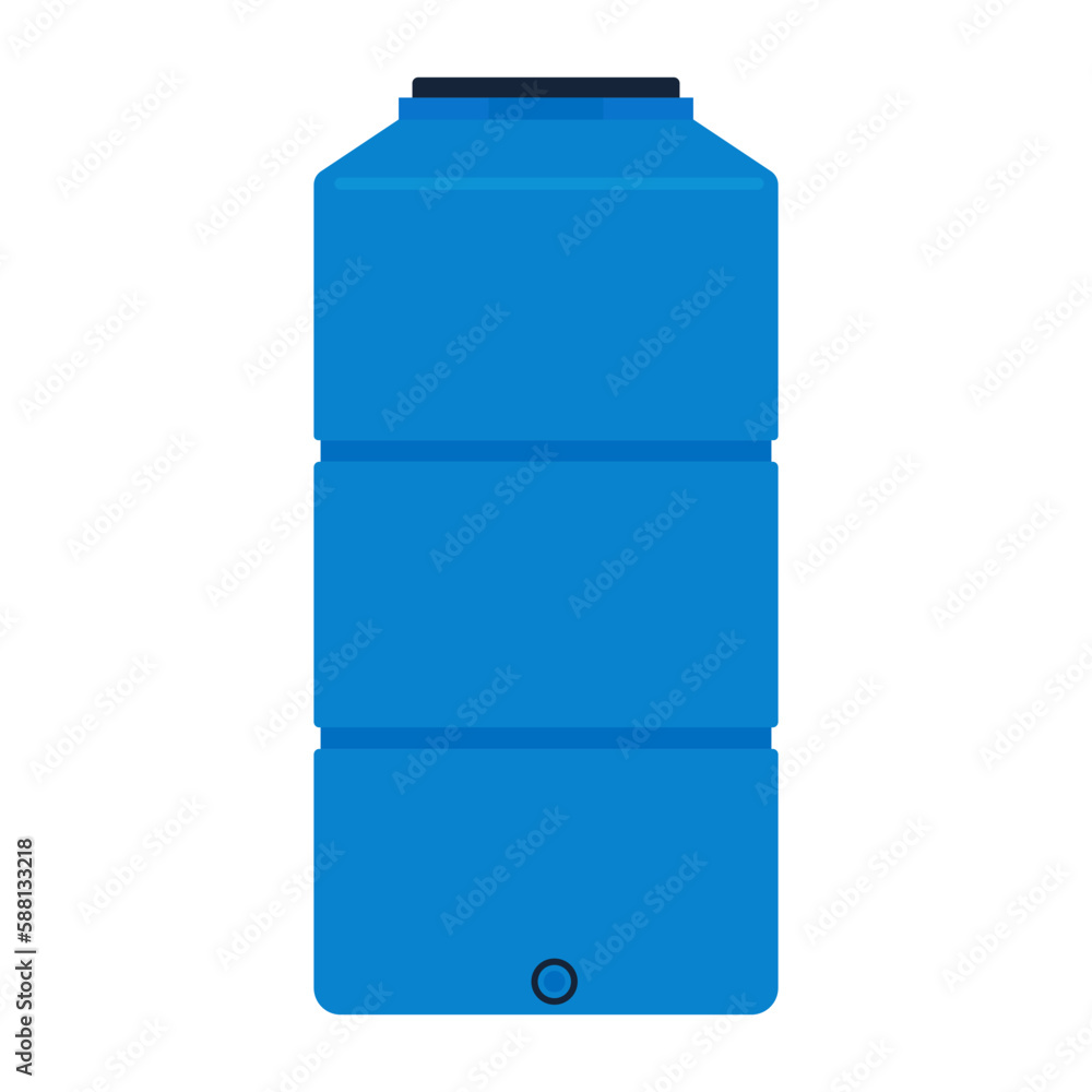 Water tank vector. Tap. Blue water tank on white background. Water tank vector. Tap. Blue water tank on white background.