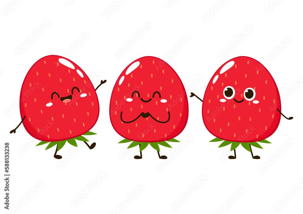 Strawberry character design. Strawberry on white background. Strawberry character design. Strawberry on white background.